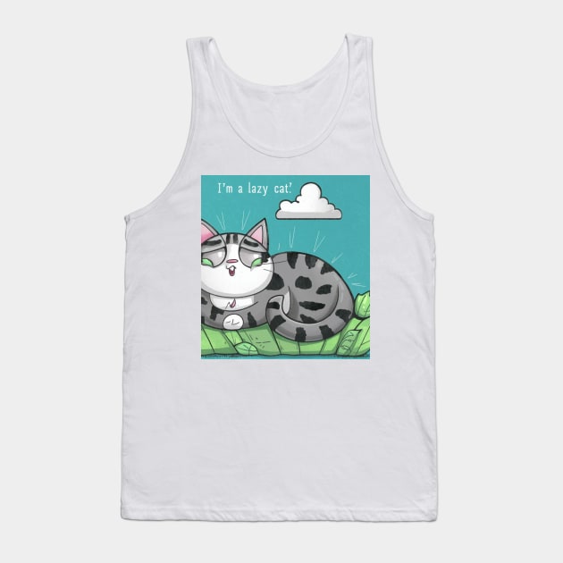 Lazy cat Tank Top by Pinky Rachelle 